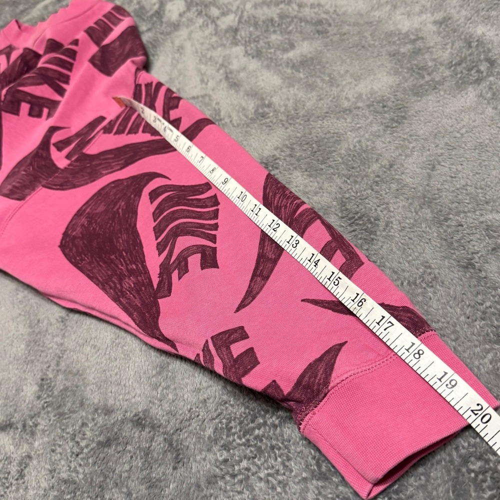 Nike All Over Swoosh Logo Pink Cropped Sweatshirt Womens Size Small - Picture 7 of 7
